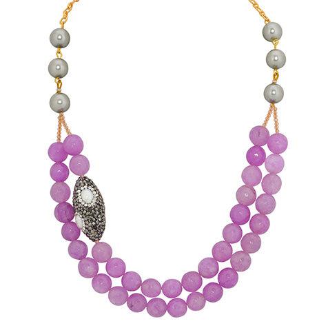 Lustrous Mother of Pearl and Lilac Agate Necklace