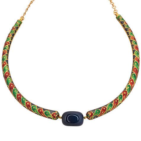 Royal Meenakari Hasli with Natural Blue Agate Stone Necklace