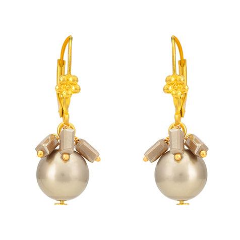 Silver Grey Shell Pearl Shimmer Drop Earrings