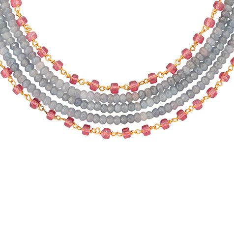 Evergreen Classic Grey Agate and Ruby Chain Choker