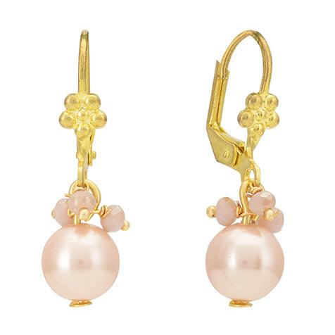 Light Pink Shell Pearl Shimmer Drop Earrings