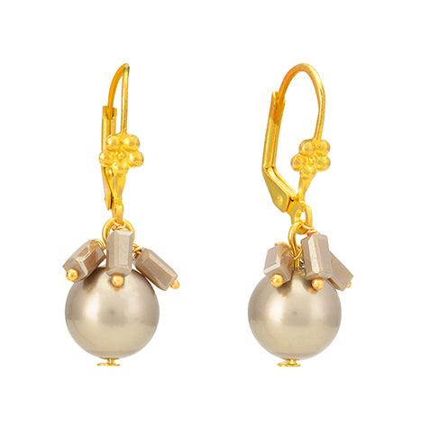 Silver Grey Shell Pearl Shimmer Drop Earrings