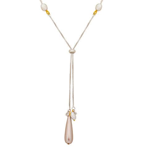 Spirit Y-Shaped Silver Freshwater Pearl Necklace