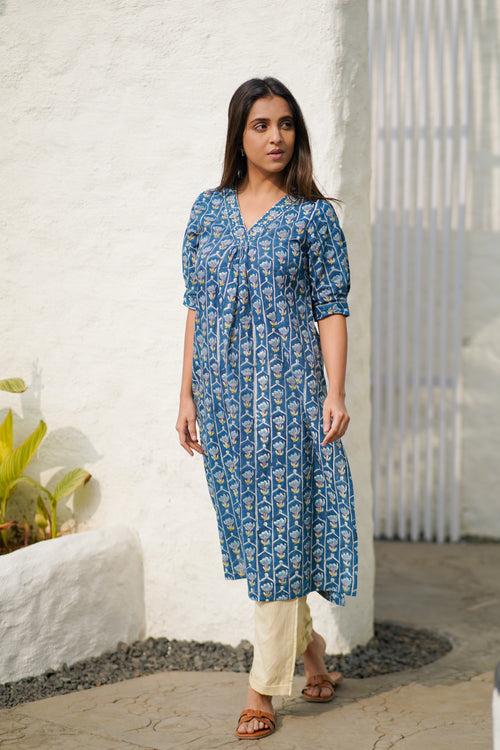 Royal Blue Jaal Kurta