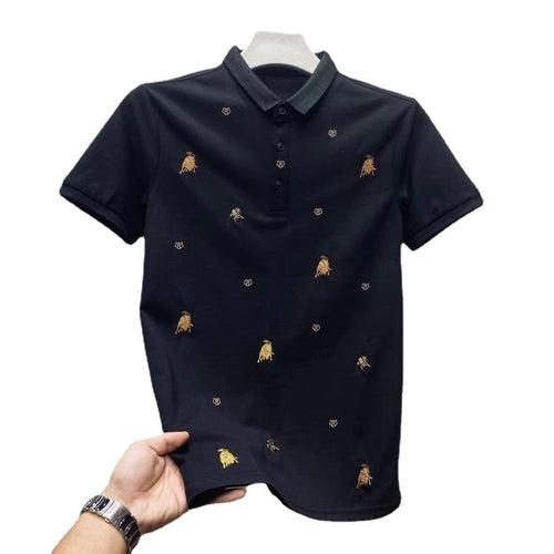 Embroidered polo shirt men's lapel half-sleeved youth casual summer short-sleeved T-shirt trendy brand versatile slim Korean version