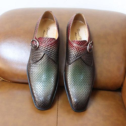 Men's Casual Shoes Authentic Leather Loafers Woven Leather Shoes Mixed Color 2021 Cross-Border High-End Business Leather Shoes Men