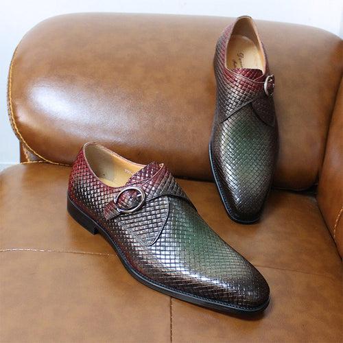 Men's Casual Shoes Authentic Leather Loafers Woven Leather Shoes Mixed Color 2021 Cross-Border High-End Business Leather Shoes Men