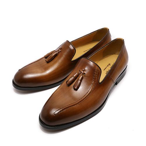 Genuine Leather Tassel Loafers Men's Slip-on British Retro Fashion Men's Shoes Business Casual Leather Shoes Men's Cross-Border