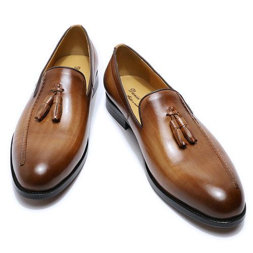 Genuine Leather Tassel Loafers Men's Slip-on British Retro Fashion Men's Shoes Business Casual Leather Shoes Men's Cross-Border