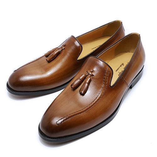 Genuine Leather Tassel Loafers Men's Slip-on British Retro Fashion Men's Shoes Business Casual Leather Shoes Men's Cross-Border