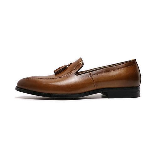 Genuine Leather Tassel Loafers Men's Slip-on British Retro Fashion Men's Shoes Business Casual Leather Shoes Men's Cross-Border