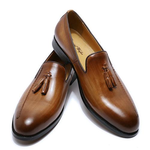 Genuine Leather Tassel Loafers Men's Slip-on British Retro Fashion Men's Shoes Business Casual Leather Shoes Men's Cross-Border