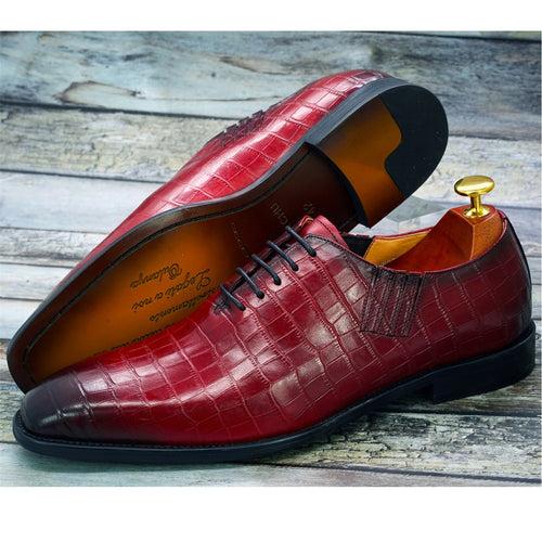 European and American Genuine Leather Formal Business Leather Shoes Men's Crocodile Embossed Banquet Office Oxford Shoes Men's Shoes Guangzhou Handmade Shoes