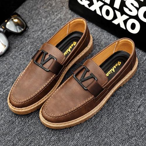 New British Style Spring Men's Shoes Versatile Men's Casual Shoes Business Formal Black Leather Shoes Work Trendy Shoes