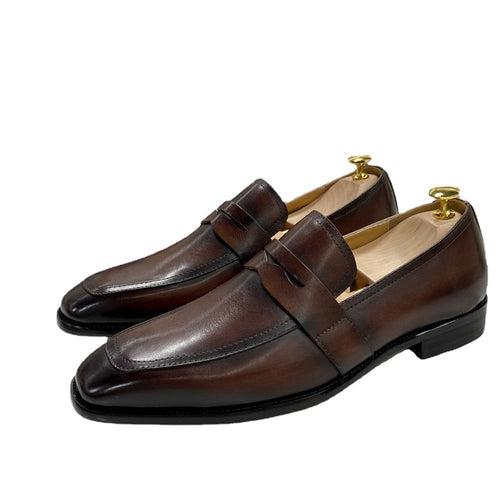 Classic Italian Style Loafers Cowhide Business Formal Wear Shoes Slip-on Leather Shoes Men's Genuine Leather Men Shoe