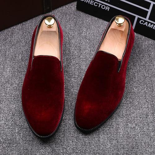 Red Velvet Mens Oxfords Flats Loafers Dress Shoes