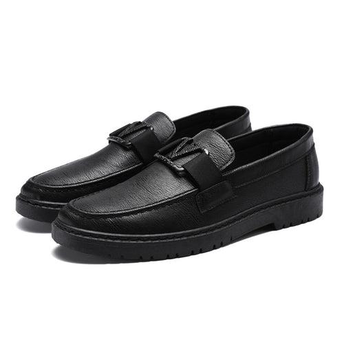 New British Style Spring Men's Shoes Versatile Men's Casual Shoes Business Formal Black Leather Shoes Work Trendy Shoes