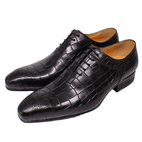 Men's Business Formal Oxford Shoes Genuine Leather Stone Embossed Leather Shoes Men's Office Wedding Party Men's Shoes Hot Sale in Europe and America