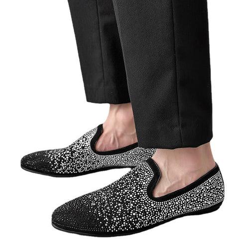 European station trendy brand CL same style rhinestone loafers lazy one-kick bean shoes hot diamond driving men's shoes