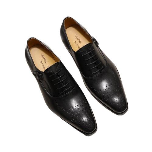 Leather Shoes Men's Genuine Leather Cross-Border Hot Selling British Business Oxford Shoes Brogue Cowhide Handmade Formal Wear High-End Men's Shoes