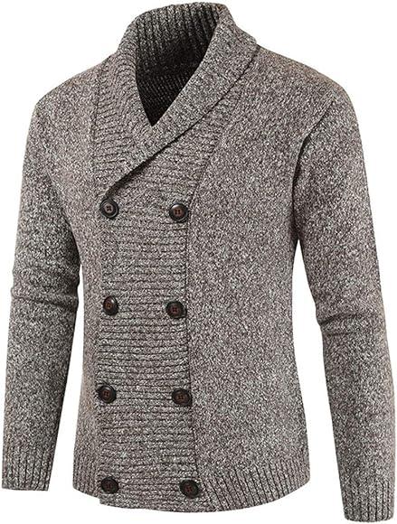 Men's Autumn Winter Casual Soft Warm fashion Double Breasted Cardigan Lapel Men Outerwear