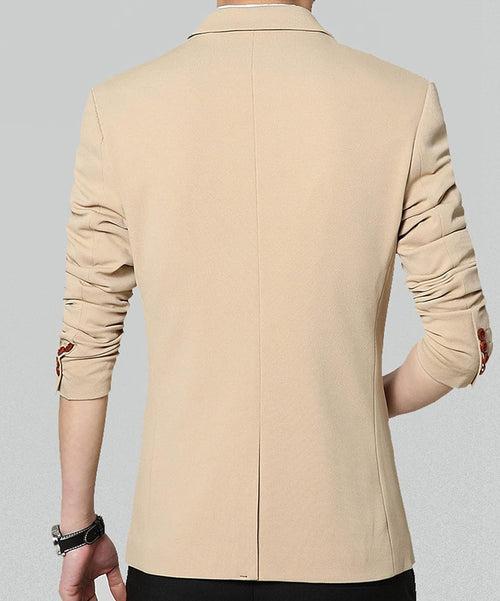 Men's Casual Slim One Button Solid Blazer Suit Jacket Notched Lapel Lightweight Sport Coat Business Wedding Blazers (Khaki , Large