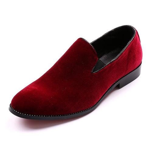 Red Velvet Mens Oxfords Flats Loafers Dress Shoes