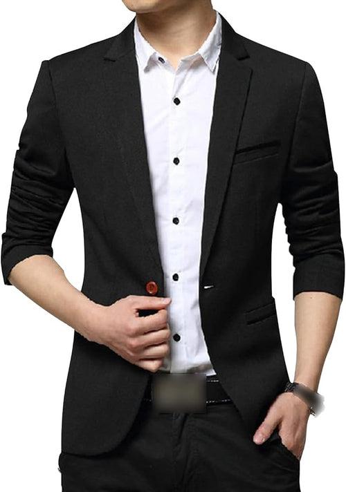 Men's Casual Slim One Button Solid Blazer Suit Jacket Notched Lapel Lightweight Sport Coat Business Wedding Blazers (Khaki , Large