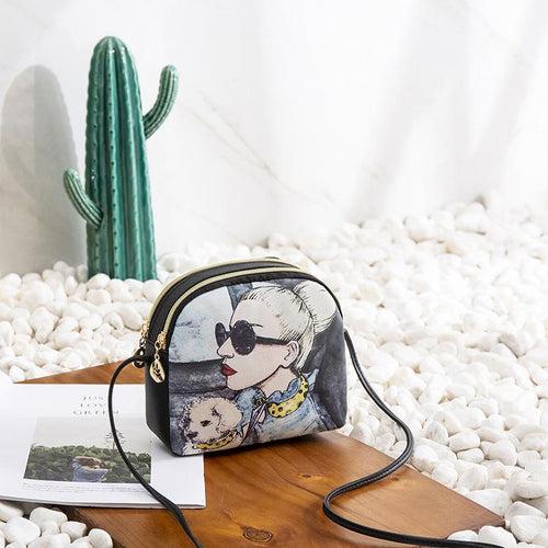 New printed bags for women in summer 2024 new fashion cartoon character printing simple chain small fresh women's bags