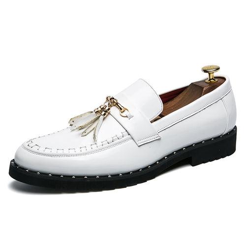 Foreign   bright leather small leather shoes men's British tassel hair stylist men's shoes thick bottom nightclub bright leather hair stylist men's shoes