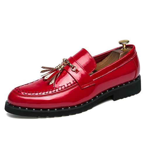 Foreign   bright leather small leather shoes men's British tassel hair stylist men's shoes thick bottom nightclub bright leather hair stylist men's shoes