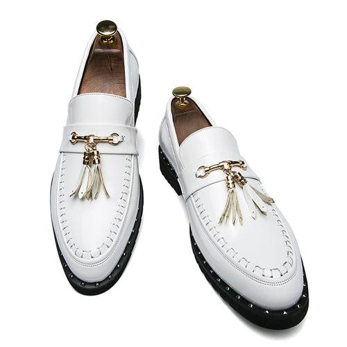 Foreign   bright leather small leather shoes men's British tassel hair stylist men's shoes thick bottom nightclub bright leather hair stylist men's shoes