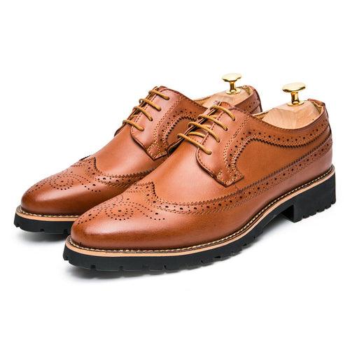 Foreign   Brogue Men's Shoes British Carved Brogue Carved Men's Shoes Thick Sole Retro Brogue Men's Shoes AliExpress