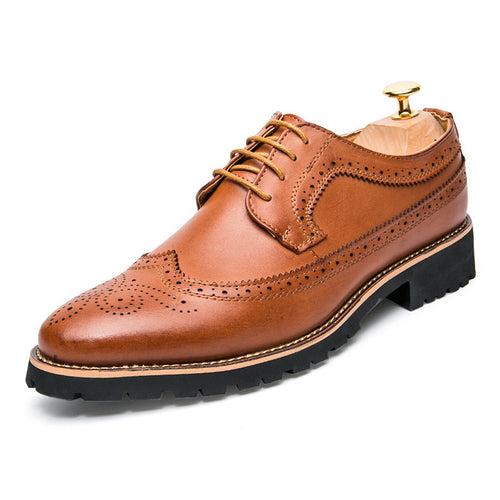 Foreign   Brogue Men's Shoes British Carved Brogue Carved Men's Shoes Thick Sole Retro Brogue Men's Shoes AliExpress