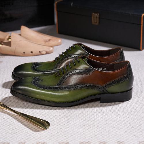 Factory Wholesale Pointed Leather Shoes Men's British Business Dress Genuine Leather plus Size Oxford Shoes Trend Multicolor Handmade Men's Shoes