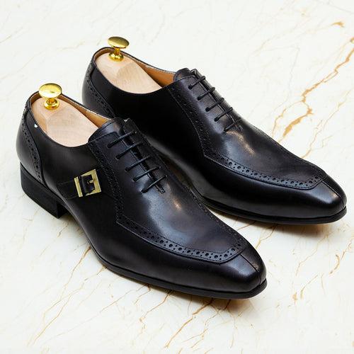 Men's Leather Shoes Leather Business Office Wedding Shoes Oxford Shoes Men's Brogue Formal Wear High-End Casual Men's Shoes Cross-Border