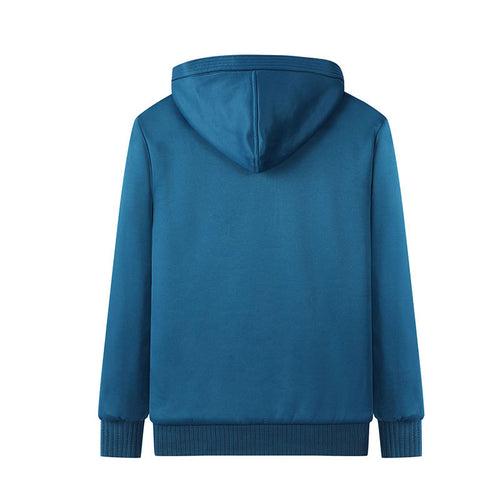 Winter cross-border zipper cardigan sweatshirt side seam pocket ready-made casual solid color hooded plus velvet thickened warm jacket