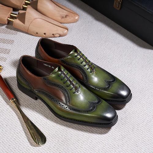 Factory Wholesale Pointed Leather Shoes Men's British Business Dress Genuine Leather plus Size Oxford Shoes Trend Multicolor Handmade Men's Shoes