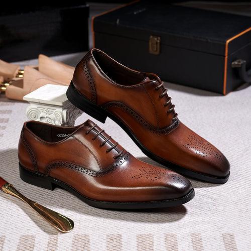 Leather Shoes Men's Business High-End Classic Oxford Shoes First Layer Cowhide Breathable Formal Suit Office Wedding Gentleman Men's Shoes