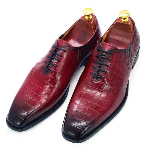 European and American Genuine Leather Formal Business Leather Shoes Men's Crocodile Embossed Banquet Office Oxford Shoes Men's Shoes Guangzhou Handmade Shoes