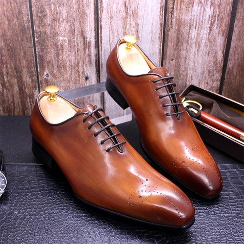 Leather Shoes Men's Hand-Rub Color Genuine Leather Men's Shoes Pointed Toe Business Men's Leather Shoes Cross-Border Supply Men's Shoe