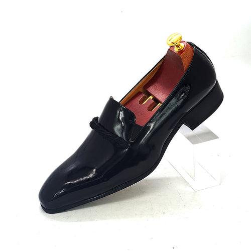 Cross-Border Men's Shoes Wholesale Men's Slip-on Dress Shoes Black Patent Leather Loafers Men's Pointed Toe Party Wedding Shoes