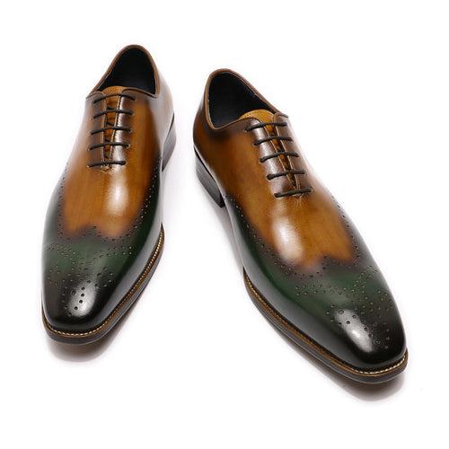 European and American Brogue Men's Shoes Handmade Leather Shoes Men's Hollow-out Spliced Oxford Shoes Business Formal Wear Shoes Customization