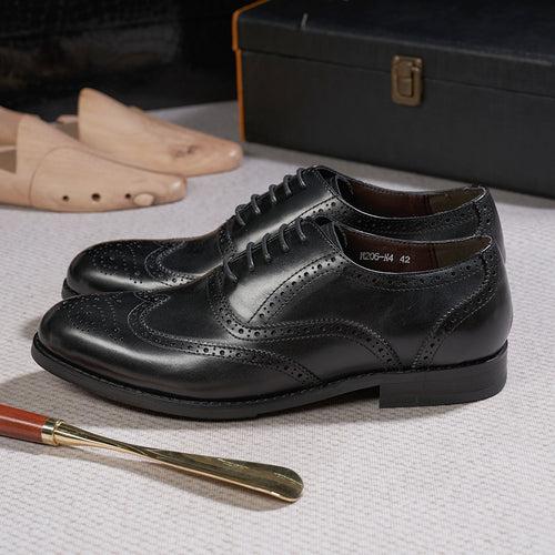 Cross-Border British Brogue Business Leather Shoes Men's Gentlemen's Shoes Japanese Pointed Toe Handmade Genuine Leather Men's Shoes Wedding Dress Shoes