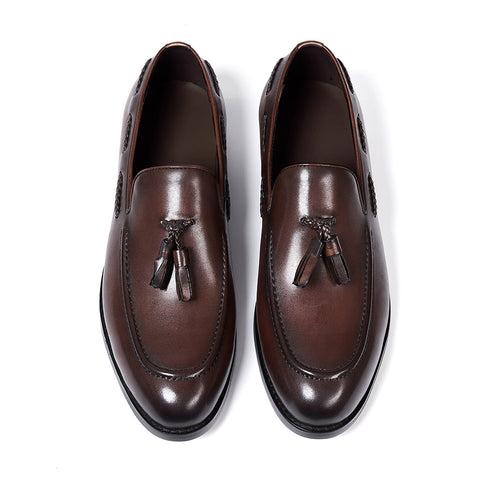 New Tassel Loafers Men's Genuine Leather Pointed Slip-on Men's Shoes Business Casual Leather Shoes Men's Dress Shoes