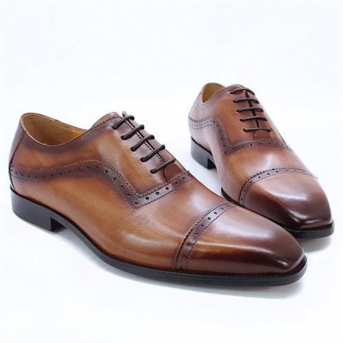 Leather Shoes Men's Business Casual Genuine Leather Shoes Foreign Trade Cross-Border Three-Joint Handmade Oxford Shoes Carving Brogue Men's Shoes