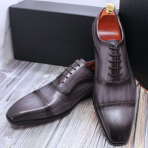 Leather Shoes Men's Business Casual Genuine Leather Shoes Foreign Trade Cross-Border Three-Joint Handmade Oxford Shoes Carving Brogue Men's Shoes