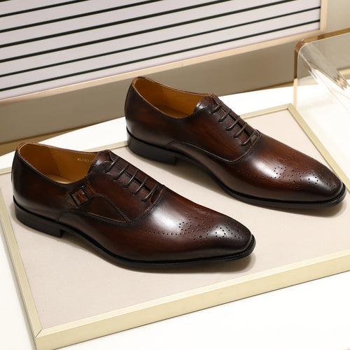 Leather Shoes Men's Genuine Leather Cross-Border Hot Selling British Business Oxford Shoes Brogue Cowhide Handmade Formal Wear High-End Men's Shoes