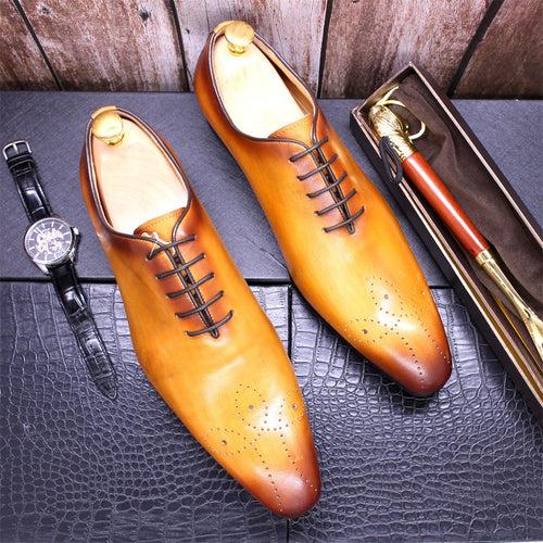 Leather Shoes Men's Hand-Rub Color Genuine Leather Men's Shoes Pointed Toe Business Men's Leather Shoes Cross-Border Supply Men's Shoe