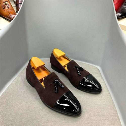 Men's Casual Leather Shoes Classic Leather One Pedal Matte Leather Patent Leather Tassel Loafers Wedding Dinner Party Shoes